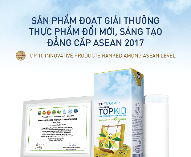 TOPKID – SỮA TƯƠI CÔNG THỨC ĐẦU TIÊN TẠI VIỆT NAM GIÀNH GIẢI THƯỞNG THỰC PHẨM ĐỔI MỚI, SÁNG TẠO ĐẲNG CẤP ASEAN