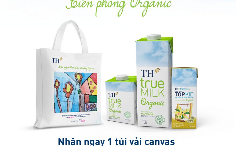 Quà tặng túi vải canvas thân thiện môi trường cho khách hàng đổi vỏ hộp TH true MILK Organic