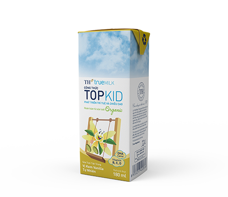 UHT Fresh Milk TH true MILK TOPKID formula purely made with Organic fresh milk – Natural Vanilla Ice – Cream flavour 180ml