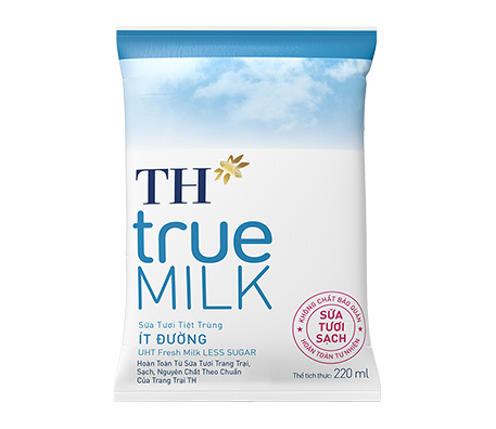 TH true MILK Less sugar fresh milk in paper bag 220ml