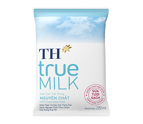 TH true MILK Pure fresh milk in paper bag 220ml