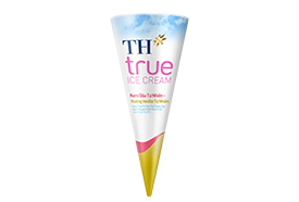 Kem Ốc Quế TH true ICE CREAM Dâu Tự Nhiên – Hương Vanilla Tự Nhiên
