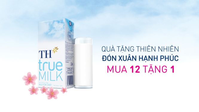Sữa tươi tiệt trùng TH true MILK – Quà Tặng Thiên Nhiên, Mua 12 Tặng 1