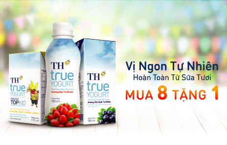 Sữa chua uống tiệt trùng TH true YOGURT – VỊ NGON TỰ NHIÊN HOÀN TOÀN TỪ SỮA TƯƠI, MUA 8 TẶNG 1