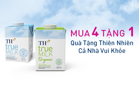 Sữa tươi tiệt trùng TH true MILK Organic và A2 – QUÀ TẶNG THIÊN NHIÊN, MUA 4 TẶNG 1