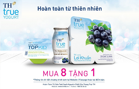 Chương Trình Khuyến Mại Người Tiêu Dùng: Mua 8 Tặng 1 Sữa Chua Từ Thiên Nhiên TH true YOGURT