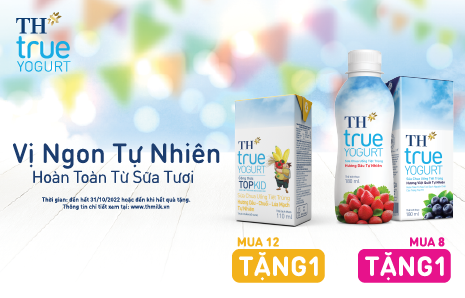 CHƯƠNG TRÌNH KHUYẾN MẠI – BỘ SẢN PHẨM SỮA CHUA UỐNG TIỆT TRÙNG TH true YOGURT