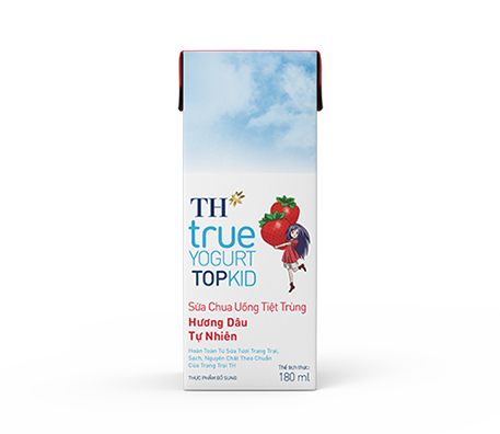 Sữa Chua Uống Tiệt Trùng TH true YOGURT TOPKID Hương Dâu Tự Nhiên 180 ml
