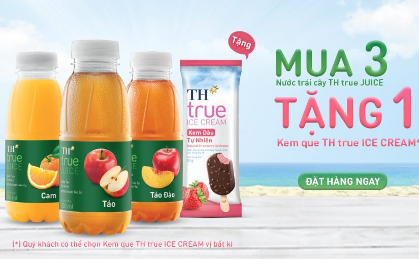 CHƯƠNG TRÌNH KHUYẾN MẠI: MUA NƯỚC TRÁI CÂY TỰ NHIÊN TH true JUICE, NHẬN KEM QUE